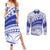 Personalised Samoa Safata College Couples Matching Summer Maxi Dress and Long Sleeve Button Shirt Samoan Pattern LT14 Blue - Polynesian Pride