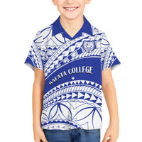 Personalised Samoa Safata College Kid Hawaiian Shirt Samoan Pattern LT14 Kid Blue - Polynesian Pride