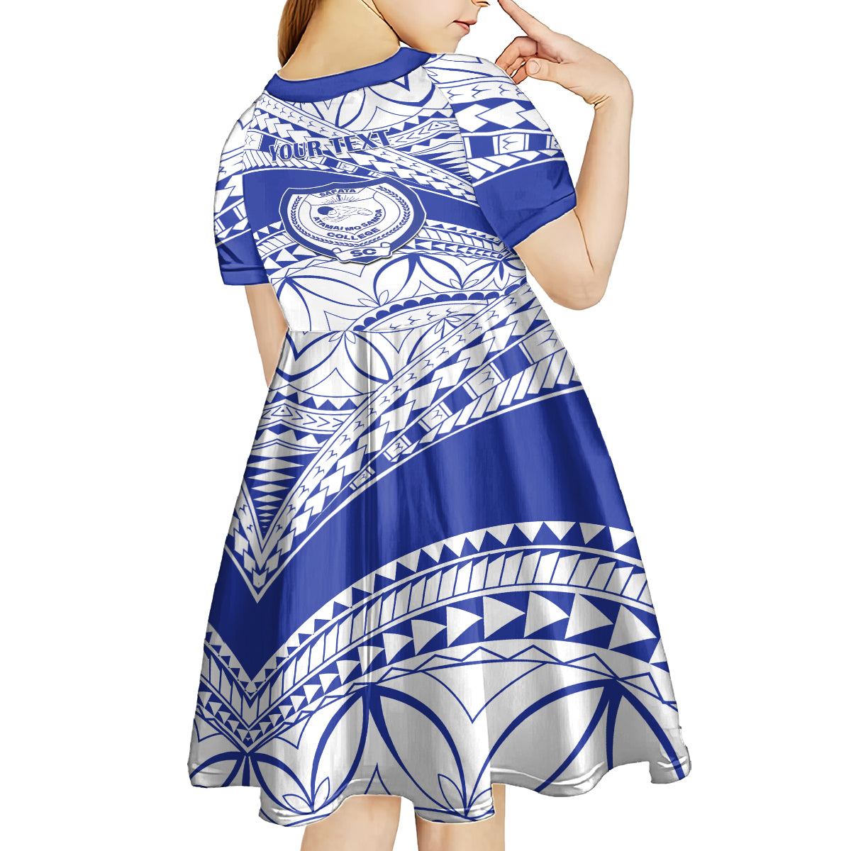 Personalised Samoa Safata College Kid Short Sleeve Dress Samoan Pattern LT14 - Polynesian Pride