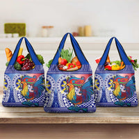 Philippines Grocery Bag Filipino Sarimanok With Polynesian Tattoo LT14 3-pack One Size Blue - Polynesian Pride