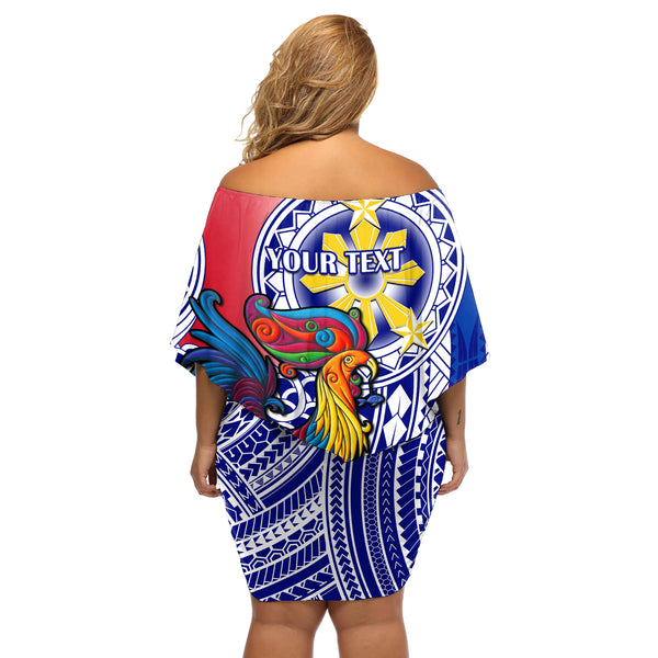 Personalised Philippines Off Shoulder Short Dress Filipino Sarimanok ...