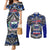 Samoa 685 Couples Matching Mermaid Dress and Long Sleeve Button Shirt Samoan Coat Of Arms Simple Style LT14 Blue - Polynesian Pride