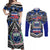 Samoa 685 Couples Matching Off Shoulder Maxi Dress and Long Sleeve Button Shirt Samoan Coat Of Arms Simple Style LT14 Blue - Polynesian Pride