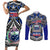 Samoa 685 Couples Matching Short Sleeve Bodycon Dress and Long Sleeve Button Shirt Samoan Coat Of Arms Simple Style LT14 Blue - Polynesian Pride