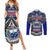 Samoa 685 Couples Matching Summer Maxi Dress and Long Sleeve Button Shirt Samoan Coat Of Arms Simple Style LT14 Blue - Polynesian Pride