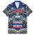 Samoa 685 Family Matching Off Shoulder Long Sleeve Dress and Hawaiian Shirt Samoan Coat Of Arms Simple Style LT14 Dad's Shirt - Short Sleeve Blue - Polynesian Pride