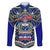 Samoa 685 Family Matching Off Shoulder Long Sleeve Dress and Hawaiian Shirt Samoan Coat Of Arms Simple Style LT14 Dad's Shirt - Long Sleeve Blue - Polynesian Pride