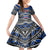 Samoa 685 Family Matching Puletasi Dress and Hawaiian Shirt Samoan Coat Of Arms Simple Style LT14 Daughter's Dress Blue - Polynesian Pride