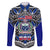 Samoa 685 Family Matching Puletasi Dress and Hawaiian Shirt Samoan Coat Of Arms Simple Style LT14 Dad's Shirt - Long Sleeve Blue - Polynesian Pride