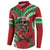 Mele Kalikimaka Hawaii Button Sweatshirt Mongoose Santa With Ohia Lehua