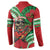 Mele Kalikimaka Hawaii Button Sweatshirt Mongoose Santa With Ohia Lehua