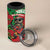 Mele Kalikimaka Hawaii 4 in 1 Can Cooler Tumbler Mongoose Santa With Ohia Lehua