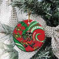 Mele Kalikimaka Hawaii Ceramic Ornament Mongoose Santa With Ohia Lehua LT14 - Polynesian Pride