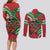 Mele Kalikimaka Hawaii Couples Matching Long Sleeve Bodycon Dress and Long Sleeve Button Shirt Mongoose Santa With Ohia Lehua