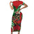 Mele Kalikimaka Hawaii Family Matching Short Sleeve Bodycon Dress and Hawaiian Shirt Mongoose Santa With Ohia Lehua