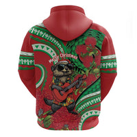 Mele Kalikimaka Hawaii Hoodie Mongoose Santa With Ohia Lehua LT14 - Polynesian Pride