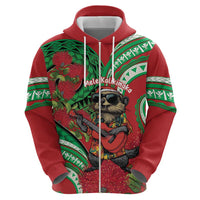 Mele Kalikimaka Hawaii Hoodie Mongoose Santa With Ohia Lehua LT14 - Polynesian Pride