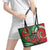 Mele Kalikimaka Hawaii Leather Tote Bag Mongoose Santa With Ohia Lehua