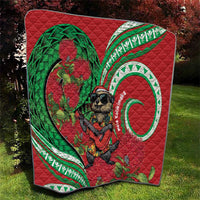 Mele Kalikimaka Hawaii Quilt Mongoose Santa With Ohia Lehua LT14 - Polynesian Pride