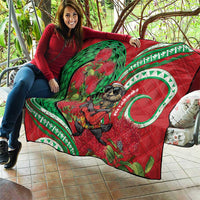 Mele Kalikimaka Hawaii Quilt Mongoose Santa With Ohia Lehua LT14 - Polynesian Pride
