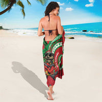 Mele Kalikimaka Hawaii Sarong Mongoose Santa With Ohia Lehua LT14 - Polynesian Pride