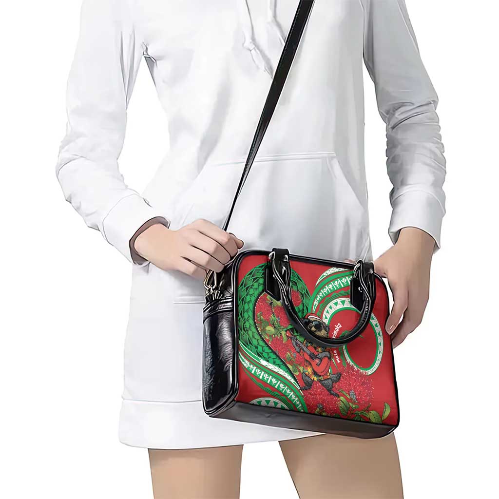 Mele Kalikimaka Hawaii Shoulder Handbag Mongoose Santa With Ohia Lehua LT14 - Polynesian Pride