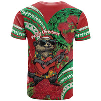 Mele Kalikimaka Hawaii T Shirt Mongoose Santa With Ohia Lehua LT14 - Polynesian Pride