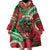 Mele Kalikimaka Hawaii Wearable Blanket Hoodie Mongoose Santa With Ohia Lehua