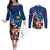 United States And Samoa Couples Matching Off The Shoulder Long Sleeve Dress and Long Sleeve Button Shirt USA Flag Eagle Mix Samoan Coat Of Arms LT14 Blue - Polynesian Pride