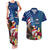 United States And Samoa Couples Matching Tank Maxi Dress and Hawaiian Shirt USA Flag Eagle Mix Samoan Coat Of Arms LT14 Blue - Polynesian Pride