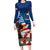 United States And Samoa Family Matching Long Sleeve Bodycon Dress and Hawaiian Shirt USA Flag Eagle Mix Samoan Coat Of Arms LT14 Mom's Dress Blue - Polynesian Pride