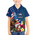 United States And Samoa Family Matching Off Shoulder Long Sleeve Dress and Hawaiian Shirt USA Flag Eagle Mix Samoan Coat Of Arms LT14 Son's Shirt Blue - Polynesian Pride