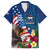 United States And Samoa Family Matching Off Shoulder Short Dress and Hawaiian Shirt USA Flag Eagle Mix Samoan Coat Of Arms LT14 Dad's Shirt - Short Sleeve Blue - Polynesian Pride