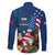 United States And Samoa Family Matching Off Shoulder Short Dress and Hawaiian Shirt USA Flag Eagle Mix Samoan Coat Of Arms LT14 - Polynesian Pride