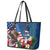 United States And Samoa Leather Tote Bag USA Flag Eagle Mix Samoan Coat Of Arms LT14 - Polynesian Pride