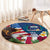 United States And Samoa Round Carpet USA Flag Eagle Mix Samoan Coat Of Arms LT14 - Polynesian Pride