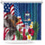 United States And Samoa Shower Curtain USA Flag Eagle Mix Samoan Coat Of Arms LT14 Blue - Polynesian Pride