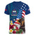 United States And Samoa Women V Neck T Shirt USA Flag Eagle Mix Samoan Coat Of Arms LT14 - Polynesian Pride