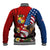 United States And Tonga Baseball Jacket USA Flag Eagle Mix Tongan Coat Of Arms Ngatu Pattern LT14 - Polynesian Pride