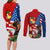 United States And Tonga Couples Matching Long Sleeve Bodycon Dress and Long Sleeve Button Shirt USA Flag Eagle Mix Tongan Coat Of Arms Ngatu Pattern LT14 - Polynesian Pride