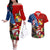 United States And Tonga Couples Matching Off The Shoulder Long Sleeve Dress and Hawaiian Shirt USA Flag Eagle Mix Tongan Coat Of Arms Ngatu Pattern LT14 Blue - Polynesian Pride