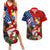 United States And Tonga Couples Matching Summer Maxi Dress and Hawaiian Shirt USA Flag Eagle Mix Tongan Coat Of Arms Ngatu Pattern LT14 Blue - Polynesian Pride