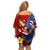 United States And Tonga Family Matching Off Shoulder Short Dress and Hawaiian Shirt USA Flag Eagle Mix Tongan Coat Of Arms Ngatu Pattern LT14 - Polynesian Pride