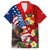 United States And Tonga Family Matching Short Sleeve Bodycon Dress and Hawaiian Shirt USA Flag Eagle Mix Tongan Coat Of Arms Ngatu Pattern LT14 Dad's Shirt - Short Sleeve Blue - Polynesian Pride