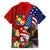 United States And Tonga Family Matching Short Sleeve Bodycon Dress and Hawaiian Shirt USA Flag Eagle Mix Tongan Coat Of Arms Ngatu Pattern LT14 - Polynesian Pride