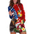 United States And Tonga Hoodie Dress USA Flag Eagle Mix Tongan Coat Of Arms Ngatu Pattern LT14 Blue - Polynesian Pride