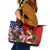 United States And Tonga Leather Tote Bag USA Flag Eagle Mix Tongan Coat Of Arms Ngatu Pattern LT14 Blue - Polynesian Pride