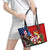 United States And Tonga Leather Tote Bag USA Flag Eagle Mix Tongan Coat Of Arms Ngatu Pattern LT14 - Polynesian Pride