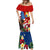 United States And Tonga Mermaid Dress USA Flag Eagle Mix Tongan Coat Of Arms Ngatu Pattern LT14 - Polynesian Pride