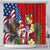 United States And Tonga Shower Curtain USA Flag Eagle Mix Tongan Coat Of Arms Ngatu Pattern LT14 - Polynesian Pride